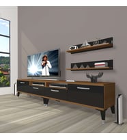 Decoraktiv Eko 220R Mdf Silver Tv Ünitesi Tv Sehpası (Siyah - Ceviz)