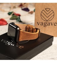 vagave Apple Watch Kadın Crazy Deri Kordon İsme Özel 3-4-5-6-7 / 42&44mm (Hardal Sarısı)