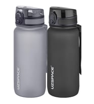 Uzspace 2'li Tritan Matara Seti 650 ml 14 Farklı Renk Seçeneği FiftyFifty (Gri - Siyah)