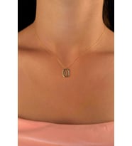14 Ayar Altın Taşlı Ü Harfli Kolye (Sarı)