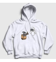 Presmono Unisex Beyaz Gift Wall E Eve Kapüşonlu Sweatshirt 427603tt (Beyaz)