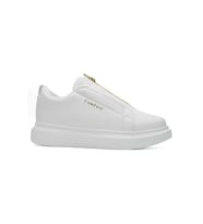 Günlük Erkek Kalın Yüksek Topuklu Desenli Taban Sneaker Spor Ayakkabı 111 (Beyaz)