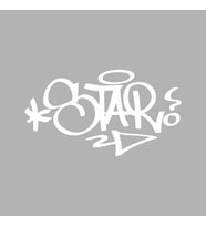 Graffiti Star Araba Sticker siyah 16x9 CM (Beyaz)