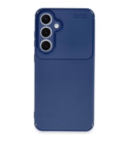 Samsung Galaxy S24 FE Kılıf Karbon Görünümlü Korumalı Silikon Siyah (Lacivert)