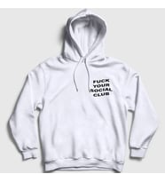 Presmono Unisex Gri Fuck Your Social Club Kapüşonlu Sweatshirt 402137tt (Beyaz)
