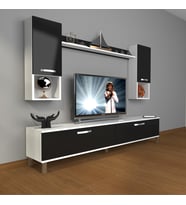 Decoraktiv Eko 5da Mdf Std Krom Ayaklı Tv Ünitesi Tv Sehpası (Beyaz-Siyah)