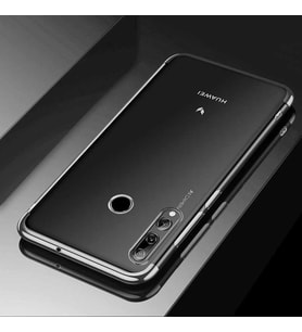 Huawei Y9 Prime 2019 Kılıf Zore Dört Köşeli Lazer Silikon Kılıf (Gri)