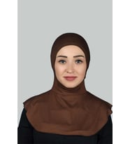 Kadın Tesettür Pratik Boyunluklu Hijab - Sporcu Bone (Çikolata)
