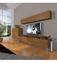 Decoraktiv Ekoflex 6y Slm Krom Ayaklı Tv Ünitesi Tv Sehpası (Ceviz)