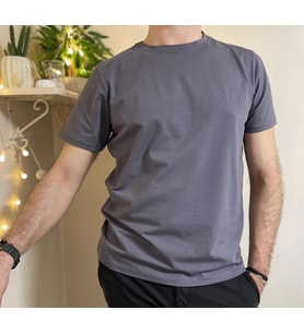 Erkek Slim Fit Dar Kesim Bisiklet Yaka Kısa Kol Pamuklu Tişört  (Gri)