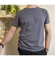 Erkek Slim Fit Dar Kesim Bisiklet Yaka Kısa Kol Pamuklu Tişört  (Gri)