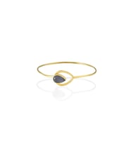 Kadir Jewellery 22 Ayar Altın Kaplama El İşçiliği Zirkon Taşlı Kadın Kelepçe Bilezik (Mor)