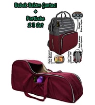 Portbebe Ana Kucağı Puset Bebek Taşıma + Anne Bebek Bakım Çantası 2 li Set (Beyaz - Bordo)