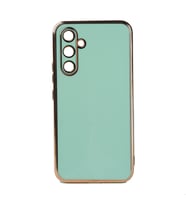 Samsung Galaxy A34 Kılıf Kenarları Gold Kamera Korumalı Renkli Pastel Silikon Siyah BARK (Açık Yeşil)