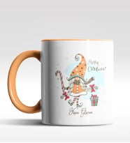 Kişiye Özel Gnome Girl Cüce Tasarımlı Siyah Kupa (Turuncu)