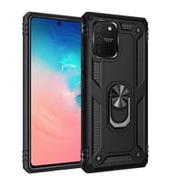 Samsung Galaxy A91 (S10 Lite) Kılıf Yüzüklü Zırh Tank Vega (Siyah)