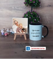 Babaanneye Hediye Fotoğraflı Dekoratif Taş, Kupa Bardak Beyaz Hediye (Model 11)