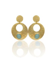 Kadir Jewellery 22 Ayar Altın Kaplama Vintage Küpe -El İşçiliği Ve Hipoalerjenik Küpe (Açık Mavi)