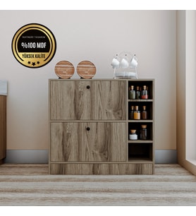 ALYA Kahve köşesi dolabı çok amaçlı dolap MDF (Ceviz)