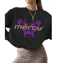 Sweatshirt kalın bisiklet yaka erkek Kelebek logosu Baskılı kadın Sweatshirt 3 iplik şardonlu Bej (Siyah)