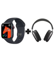 Smart Watch 7 Serisi Akıllı Saat ve P9 AirPods Max İkili Paket (Siyah-Siyah)