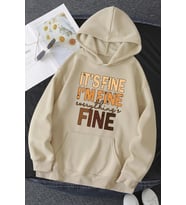 Unisex Oversize Fine Baskılı Sweatshirt (Bej)