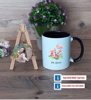Flamingo Kupa Bardak Beyaz ve Fotoğraflı Ahşap Anahtarlık HediyeArkadaşa Doğum Günü Hediyesi (Model 11)