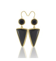 Kadir Jewellery 22 Ayar Altın Kaplama Kadın Sallantılı Küpe -El İşçiliği Ve Hipoalerjenik Küpe (Siyah)