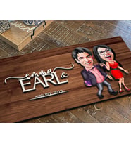 BK Gift Kişiye Özel Sevgililer Karikatürlü Kabartma Figürlü Ahşap Tablo, Duvar Dekoru, Arkadaşa Hediye, Özel Tasarım Ev Hediyesi-4 (Ceviz)