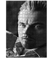 Cakapuzzle Leonardo Di Caprio Siyah Beyaz Yakın Portre Puzzle Yapboz MDF (Ahşap) (255 Parça)