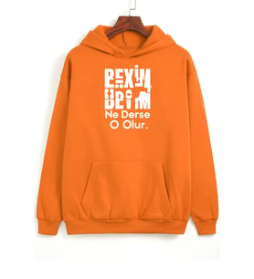 Beyim Ne Derse O Olur Katlamalı Sweatshirt (Turuncu)