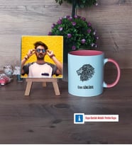 Aslan Fotoğraflı Dekoratif Taş, Kupa Bardak Beyaz Hediye (Model 6)