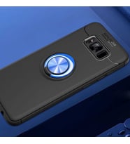 Samsung Galaxy S8 Plus Kılıf Yüzüklü Magnetli Ravel Case (Siyah-Mavi)