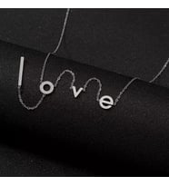 Kişiye Özel 925 Ayar Gümüş Sallantılı Love Kolye (Gümüş)