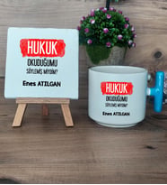  Hukuk Okuduğumu Söylemiş Miydim  Hediye Seti Kupa Bardak T Kulplu ve Dekoratif Taş Hukuk Öğrencisine Hediye (Model 3)