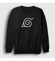 Presmono Unisex Beyaz Konoha Anime Naruto Sweatshirt 133437tt (Siyah)