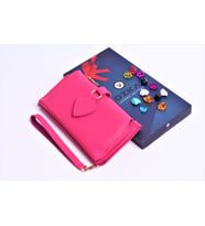ÖZKA LEATHER - Kişiye Özel Telefon Bölmeli Trend Kadın Cüzdan (Pembe)