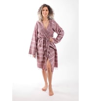 Kapüşonlu Kadın / Erkek Peştemal Bornoz Soft %100 Pamuklu Natural (Bordo)