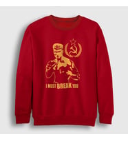 Presmono Unisex Bordo Soviet ivan Drago Film Rocky Sweatshirt 250408tt (Kırmızı)