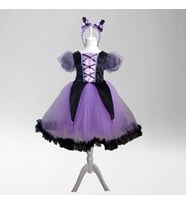 Kuromi Kostüm ,Cadı Kostümü , Kız Çocuk Halloween, Balo Elbisesi (Lila)
