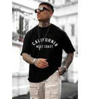 Unisex West Coast Baskılı Oversize Tshirt (Siyah)
