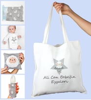 eJOYA Bebeklere Özel Çantasında Kişiye Özel Battaniye Zıbın Biberon Ve Yastık Bebek Hediye Seti 109935 (Mavi)