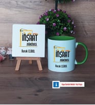 İnşaat Mühendisi Dekoratif Taş, Kupa Bardak Kırmızı Hediye (Model 13)