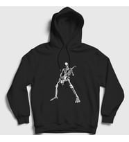 Presmono Unisex Gri Skeleton Guitarist Music Rock Kapüşonlu Sweatshirt 340149tt (Siyah)