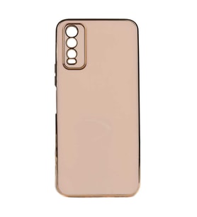 Vivo Y20 Kılıf Kenarları Gold Kamera Korumalı Renkli Pastel Silikon Açık Yeşil BARK (Rose - Gold)