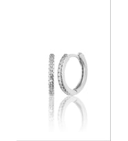 925 ayar Gümüş Halka küpe Zirkon taşlı, 14 mm (Gümüş)