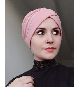 Kadın Çapraz Bone (Pudra)