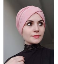 Kadın Çapraz Bone (Pudra)