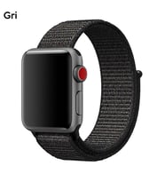 Ally Apple Watch 7-8 41mm 6-5-4 40mm Nylon Loop Spor Kayış Kordon 3-2-1 38mm (Gri)