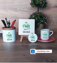 Gıda Mühendisi Hediye Seti Dekoratif Taş, Kalemlik, Ahşap Altlıklı Türk Kahvesi Fincanı, Ahşap Anahtarlık Hediye (Model 8)